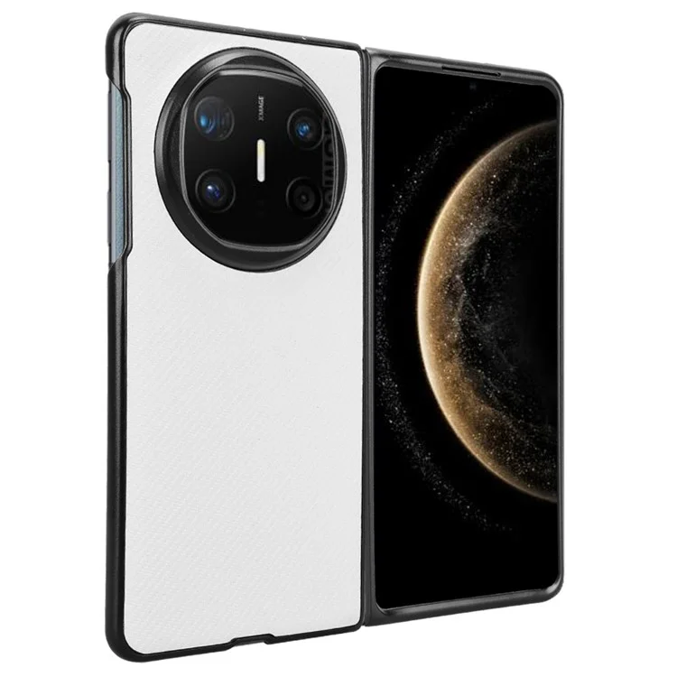 Custodia per Huawei Mate X6 con texture in fibra di carbonio, antiurto, in PU + PC - Bianca