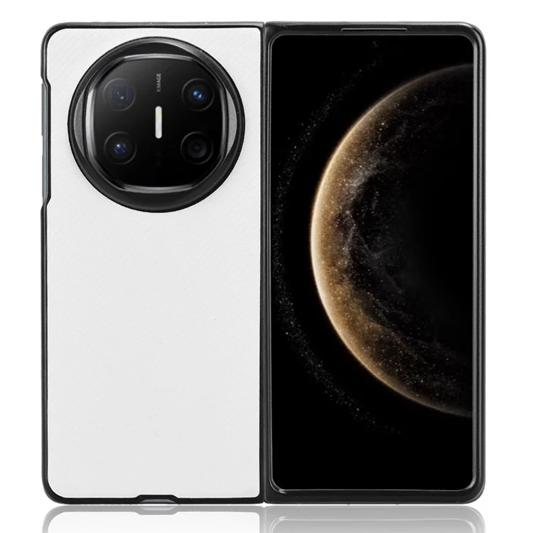 Custodia per Huawei Mate X6 con texture in fibra di carbonio, antiurto, in PU + PC - Bianca