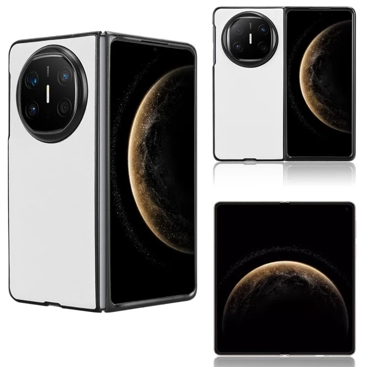 Custodia per Huawei Mate X6 con texture in fibra di carbonio, antiurto, in PU + PC - Bianca