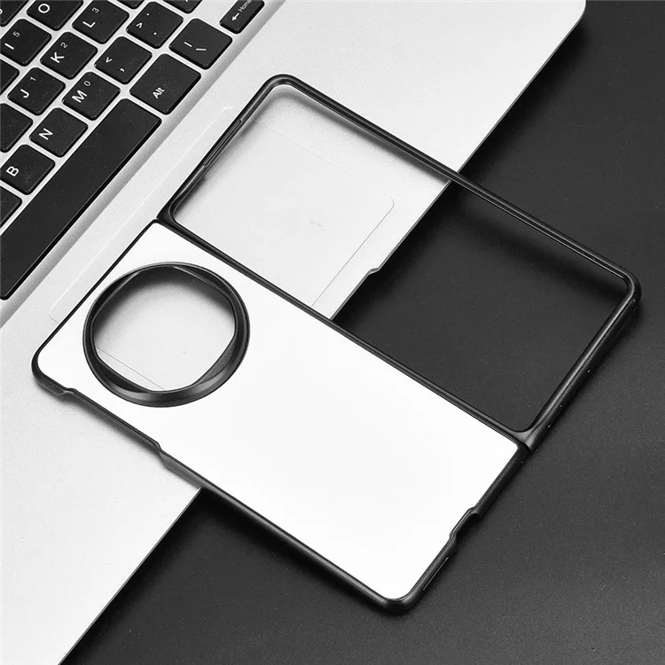 Custodia per Huawei Mate X6 con texture in fibra di carbonio, antiurto, in PU + PC - Bianca