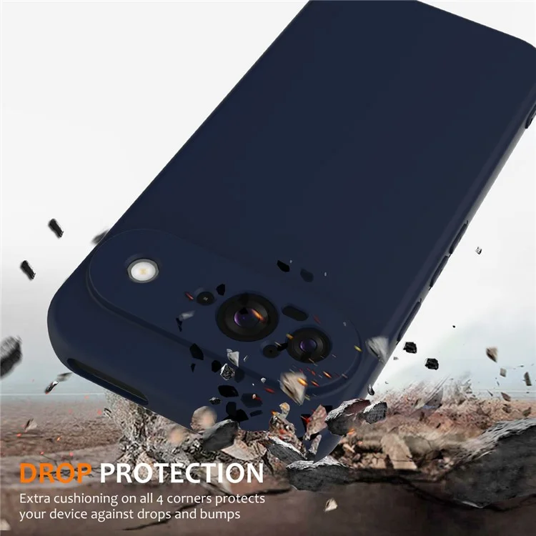 Coque pour Google Pixel 9 compatible avec MagSafe, étui en silicone liquide avec dragonne - Bleu foncé
