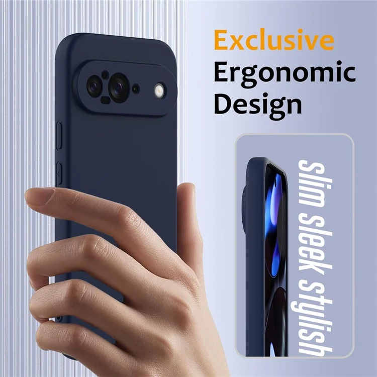 Coque pour Google Pixel 9 compatible avec MagSafe, étui en silicone liquide avec dragonne - Bleu foncé