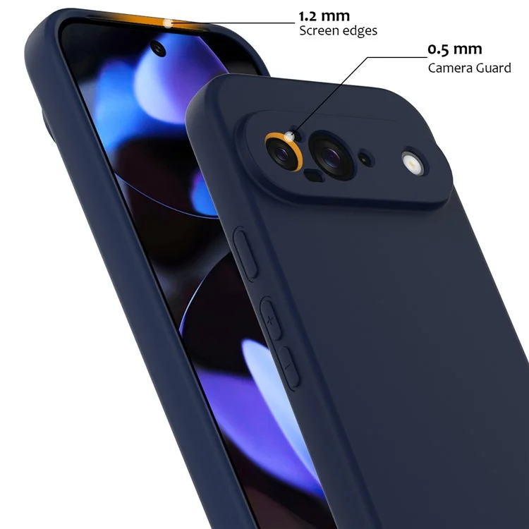 Coque pour Google Pixel 9 compatible avec MagSafe, étui en silicone liquide avec dragonne - Bleu foncé