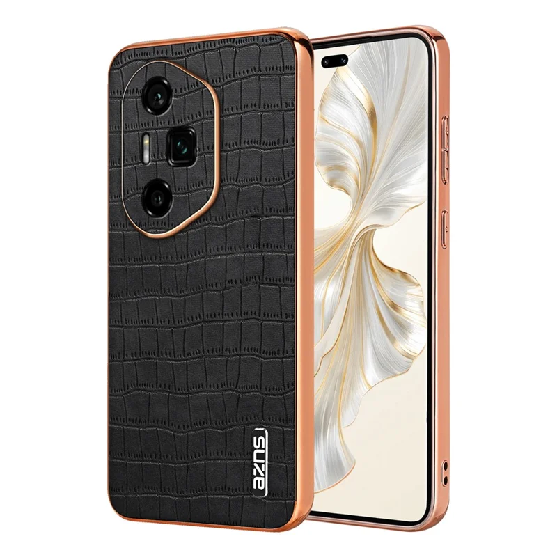 AZNS Funda para Honor 300 Ultra, textura de cocodrilo de electrochapado PU + TPU - Negro