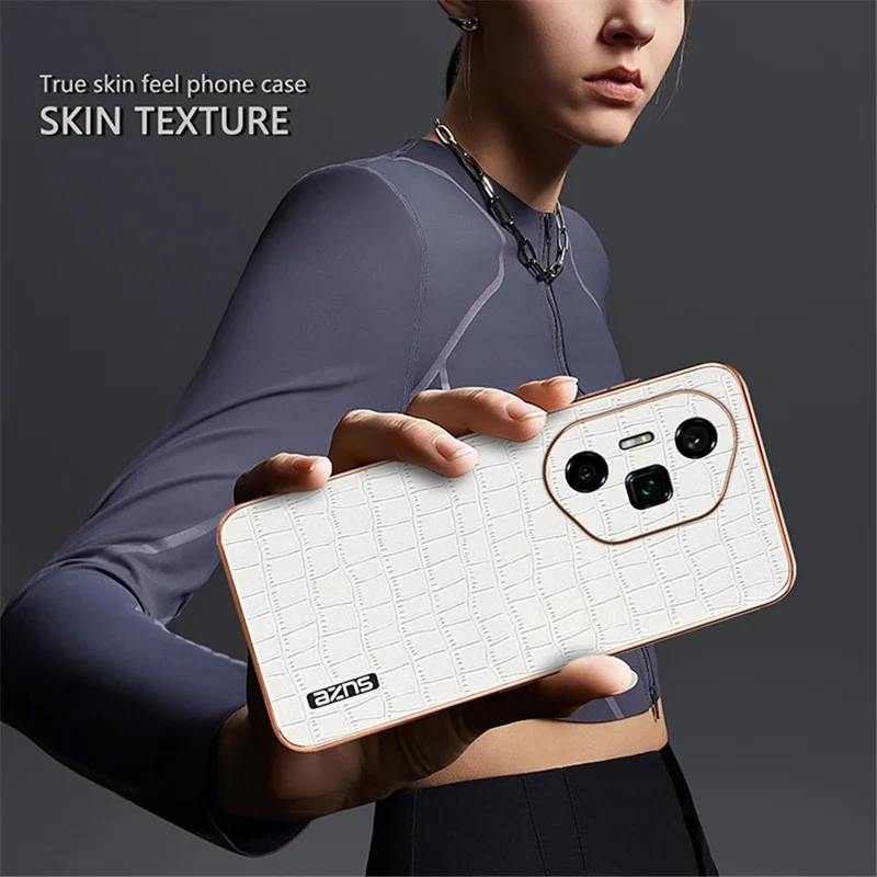 AZNS Funda para Honor 300 Ultra, textura de cocodrilo de electrochapado PU + TPU - Negro
