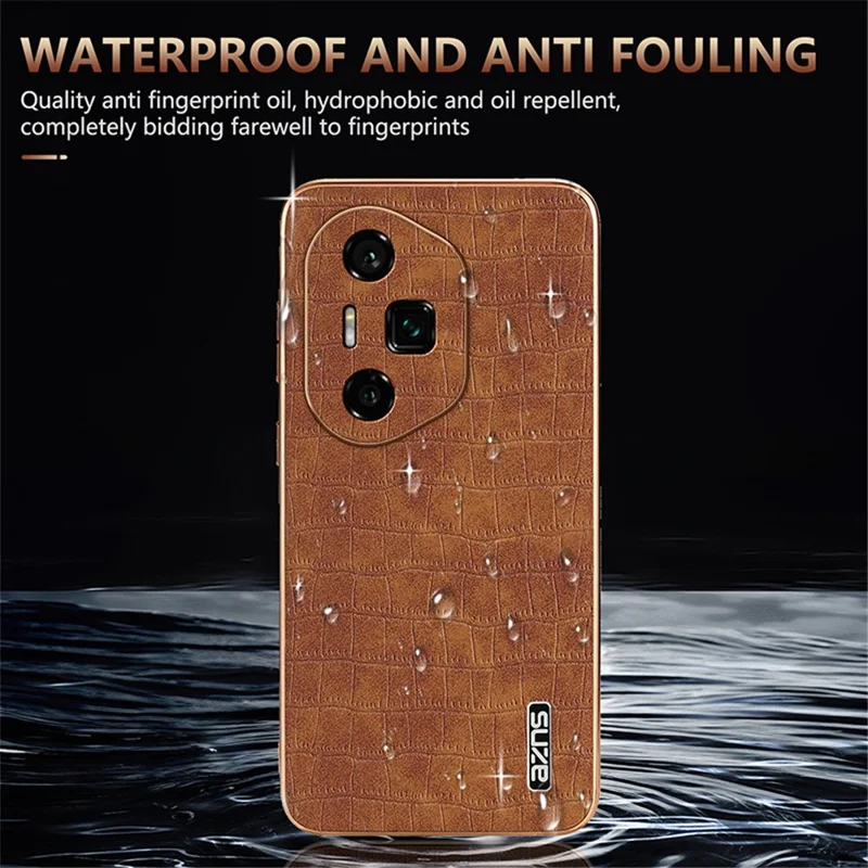 AZNS Funda para Honor 300 Ultra, textura de cocodrilo de electrochapado PU + TPU - Negro