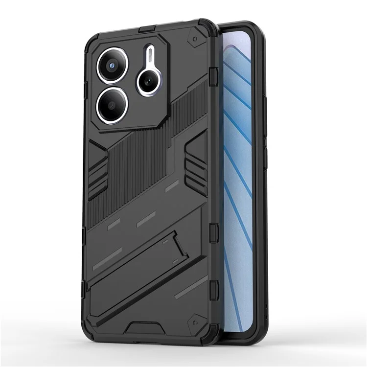 Custodia per Xiaomi Redmi Note 14 5G, in PC + TPU, antiurto, con supporto - Nera