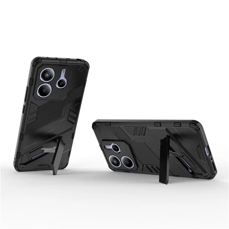 Custodia per Xiaomi Redmi Note 14 5G, in PC + TPU, antiurto, con supporto - Nera