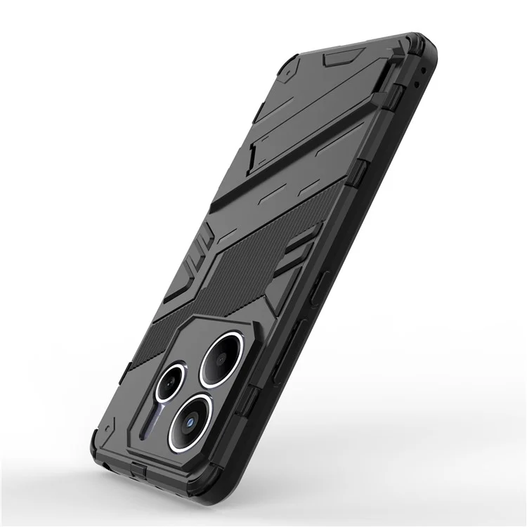 Custodia per Xiaomi Redmi Note 14 5G, in PC + TPU, antiurto, con supporto - Nera