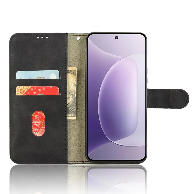 For Honor 300 Leather Case Skin Feel Anti Drop Wallet Flip Phone Cover - Black