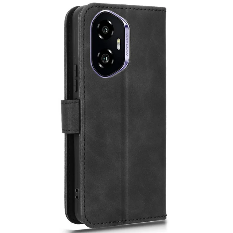 For Honor 300 Leather Case Skin Feel Anti Drop Wallet Flip Phone Cover - Black