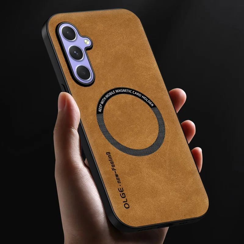 For Samsung Galaxy A35 5G Magnetic Case Anti Drop PC + TPU + PU Leather Back Cover - Grey