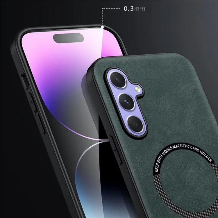 Für Samsung Galaxy A55 5G Hülle kompatibel mit MagSafe Anti-Drop PC + TPU + PU Lederrückseite - Schwarz