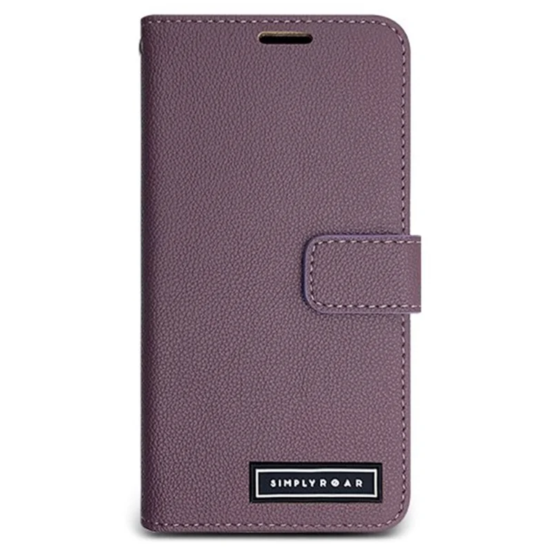 SIMPLY ROAR For iPhone 14 Pro Leather Case Wallet Magnetic Closure Phone Cover - Purple