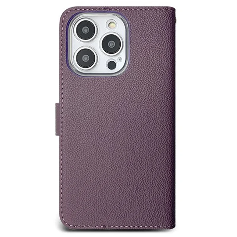 SIMPLY ROAR For iPhone 14 Pro Leather Case Wallet Magnetic Closure Phone Cover - Purple