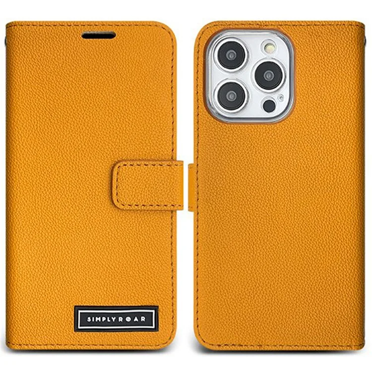 SIMPLY ROAR Lederetui für iPhone 13 Pro Max mit Magnetverschluss und Kartenfach - Orange