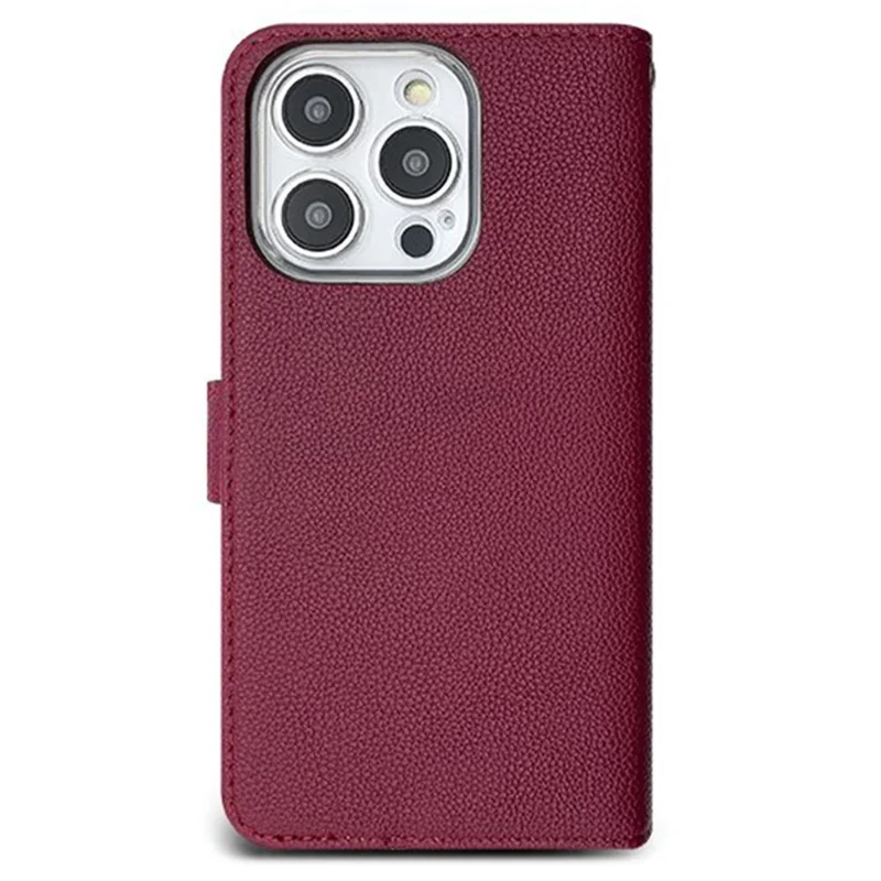 SIMPLY ROAR For iPhone 13 Pro Max Leather Case Wallet Magnetic Closure Phone Cover - Wine Red