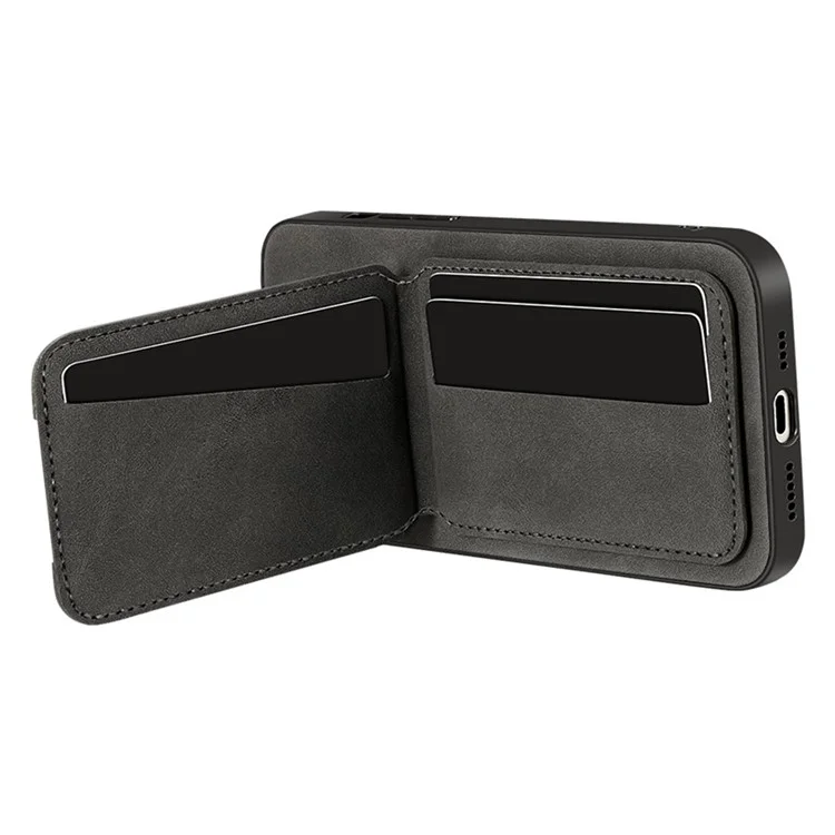 Für Samsung Galaxy A35 5G Hülle Kartenfach Ständer Anti-Drop PC + TPU + PU-Leder Rückseite - Schwarz