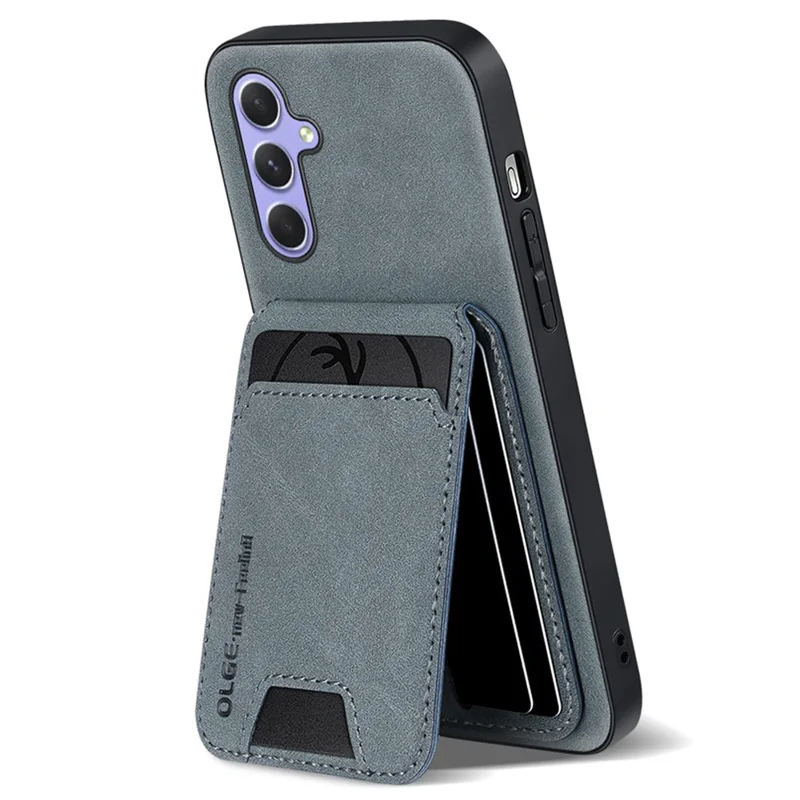 For Samsung Galaxy A55 5G Case Card Holder Kickstand Anti Drop PC + TPU + PU Leather Back Cover - Sapphire