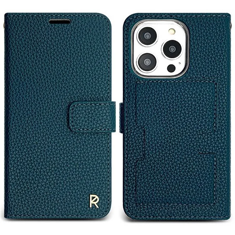 SIMPLY ROAR Funda para iPhone 15 Pro Max con bolsillo para tarjetas y tapa de cuero - Azul