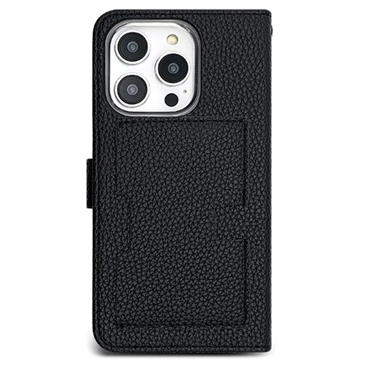 SIMPLY ROAR Funda con tarjetero para iPhone 15 Pro de piel - Negro