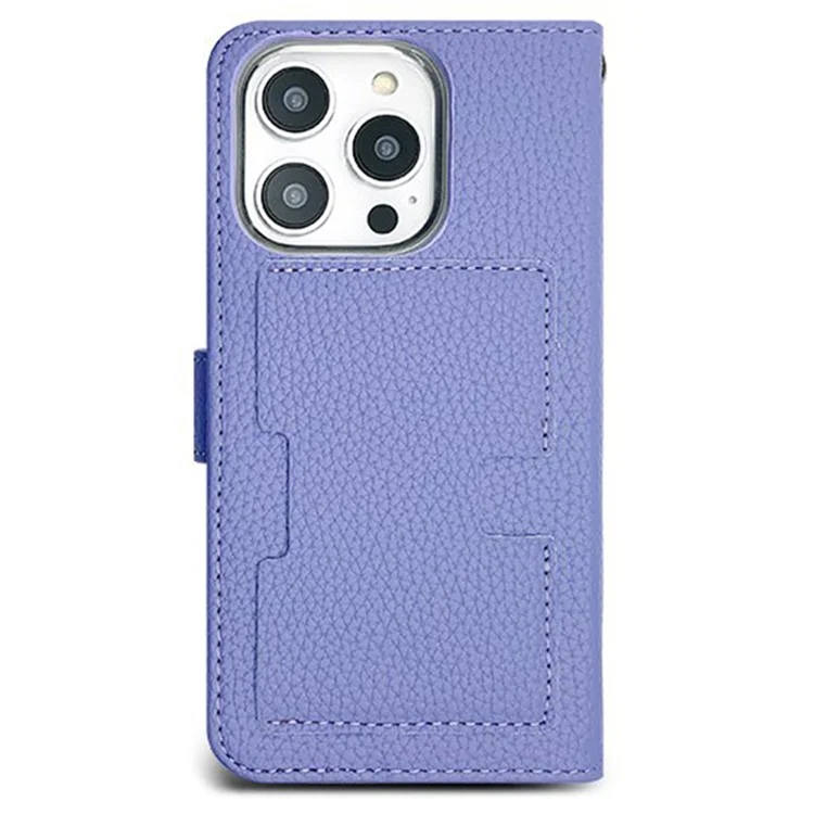 SIMPLY ROAR Funda con tarjetero para iPhone 14 Pro Max de piel - Púrpura