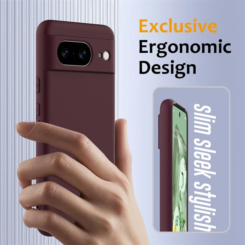 Fodral till Google Pixel 8 Kompatibelt med MagSafe Vätskesilikon Fodral med Snöre - Vinröd