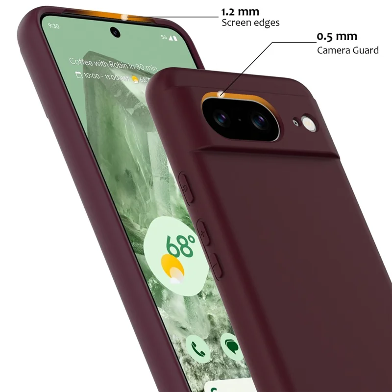 Fodral till Google Pixel 8 Kompatibelt med MagSafe Vätskesilikon Fodral med Snöre - Vinröd