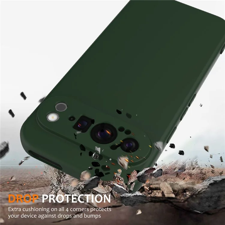 Чехол для Google Pixel 9 Pro XL совместимый с MagSafe, жидкий силиконовый чехол для телефона с ремешком - темно-зеленый