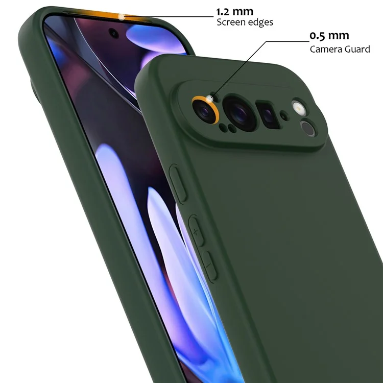Чехол для Google Pixel 9 Pro XL совместимый с MagSafe, жидкий силиконовый чехол для телефона с ремешком - темно-зеленый