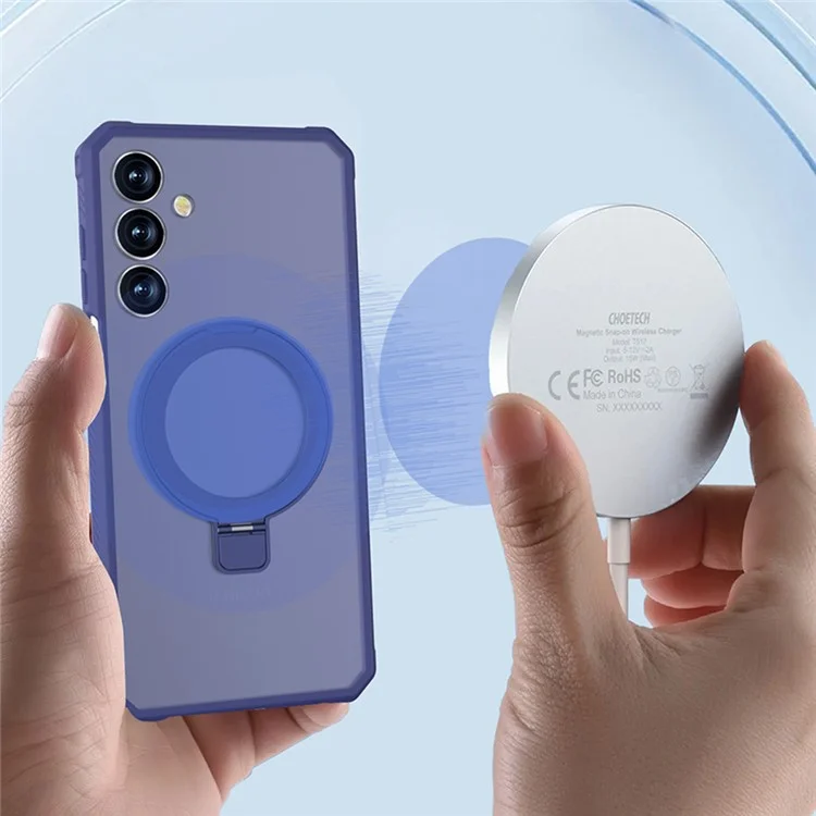 Funda compatible con Samsung Galaxy A16 5G / 4G con MagSafe, soporte y cubierta de teléfono antideslizante de TPU + PC - Azul oscuro
