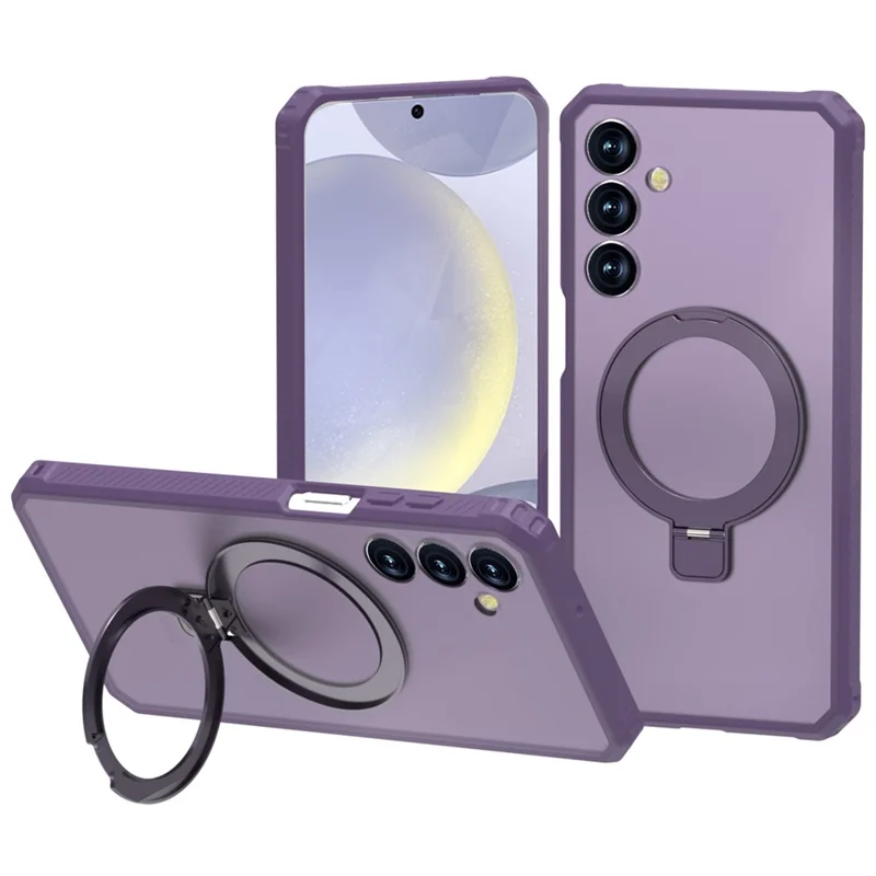 For Samsung Galaxy S24 FE Magnetic Case Kickstand TPU + PC Anti Drop Phone Cover - Dark Purple