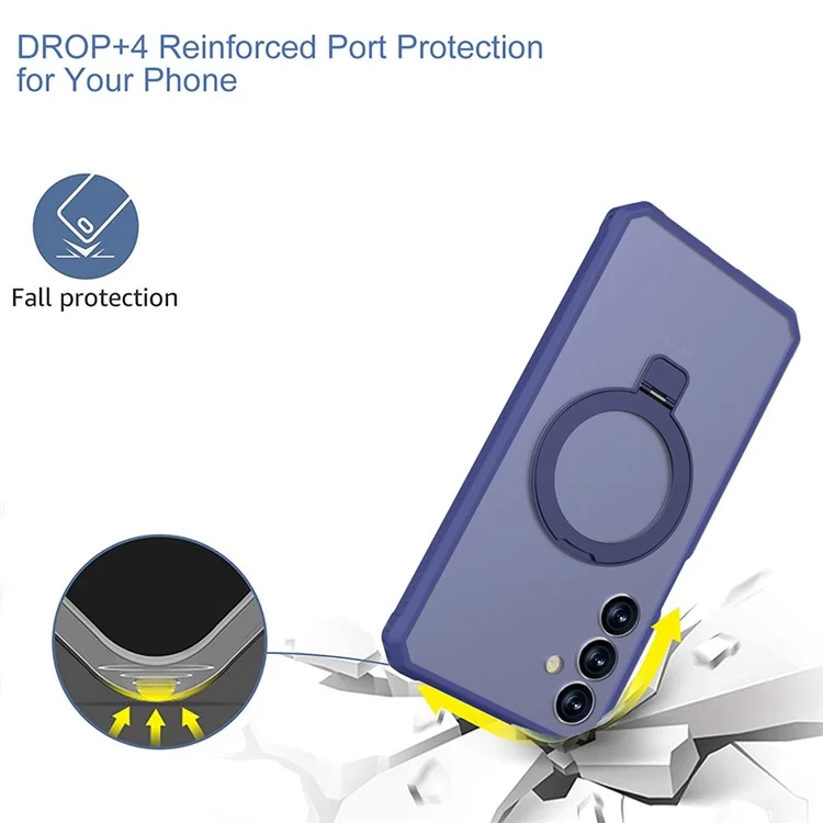 Funda para Samsung Galaxy S25+ compatible con MagSafe, con soporte, de TPU + PC, anticaídas - Azul oscuro
