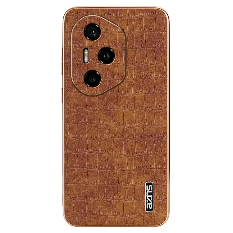 Funda AZNS For Honor 300 Pro Case, textura de cocodrilo de electrochapado PU + TPU - Marrón