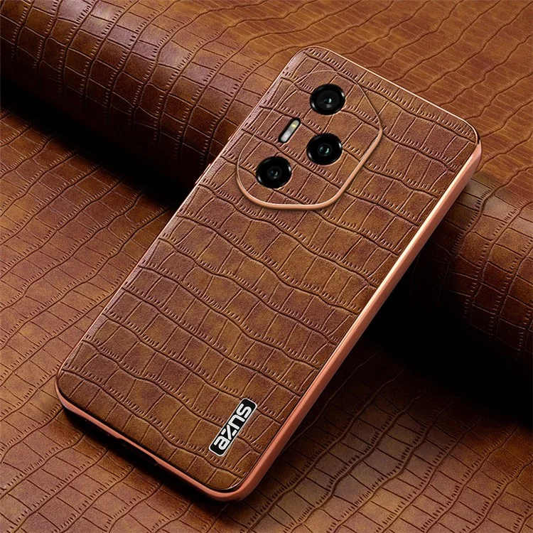 Funda AZNS For Honor 300 Pro Case, textura de cocodrilo de electrochapado PU + TPU - Marrón