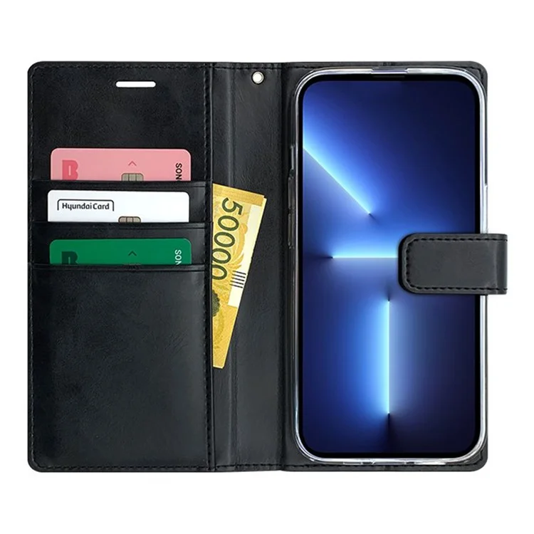 SIMPLY ROAR Ledercase Brieftasche Klapphülle für iPhone 13 Pro - Schwarz