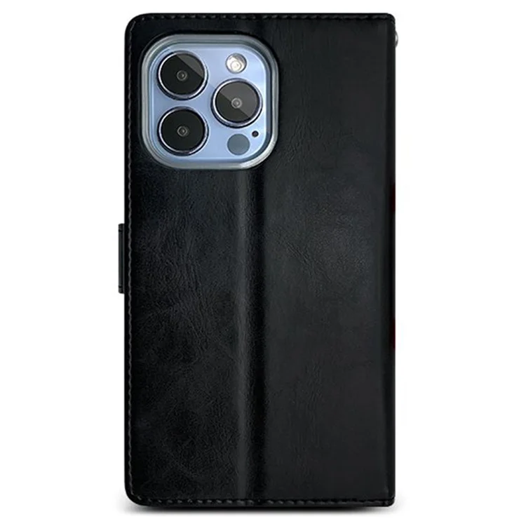 SIMPLY ROAR Lederetui für iPhone 15 Pro Max, Brieftasche, Klapphülle, Ständer - Schwarz