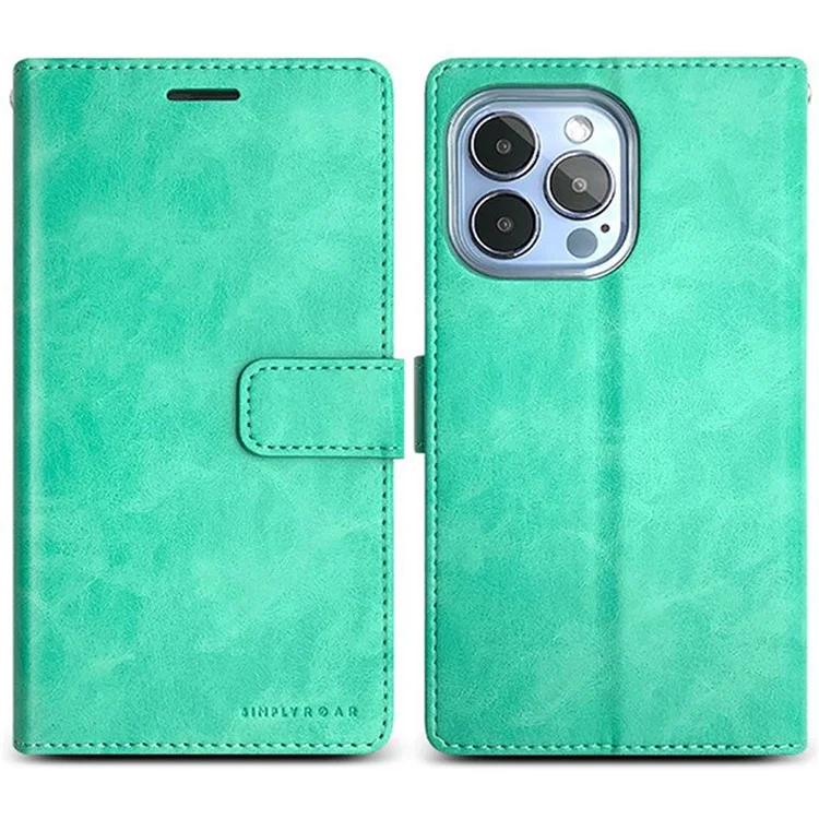 SIMPLY ROAR Lederetui Brieftasche Klapphülle für iPhone 15 Pro - Hellgrün