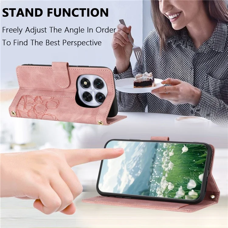 Funda de cuero con tulipán para Xiaomi Redmi Note 14 Pro 5G con 5 ranuras para tarjetas y billetera - Rosa