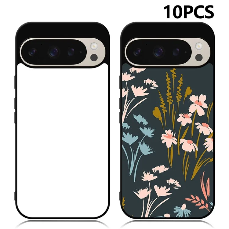 10 pièces / Paquet pour étui Google Pixel 9 / 9 Pro PC + TPU Housse de téléphone Prise en charge de l'impression par transfert thermique