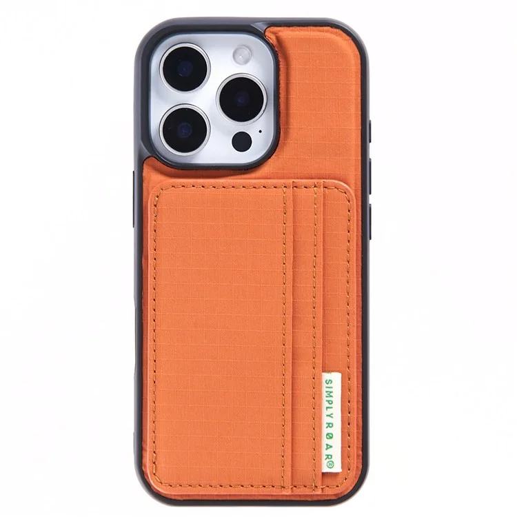 Funda para iPhone 14 Pro SIMPLY ROAR con soporte, ranura para tarjetas y cubierta trasera de cuero retro - Naranja