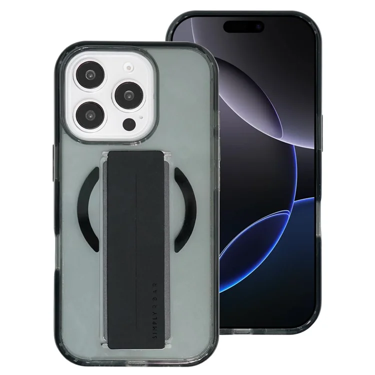 SIMPLY ROAR Чехол для iPhone 16 Pro, совместимый с MagSafe, с ремешком на палец, с задней крышкой из ПК + ТПУ - черный