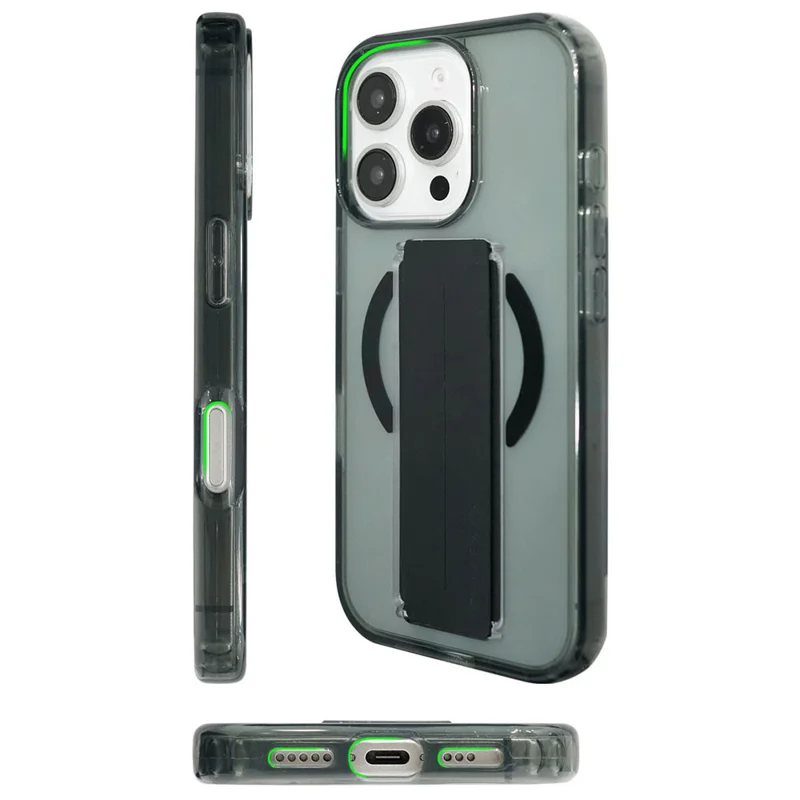 SIMPLY ROAR For iPhone 16 Pro Max Phone Case Compatible with MagSafe Finger Strap PC + TPU Back Cover - White