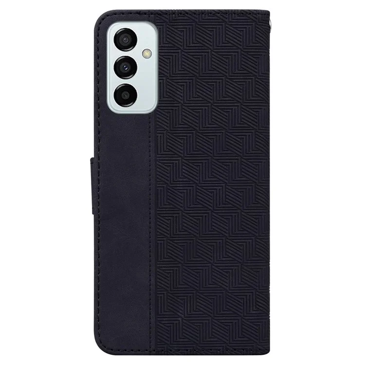 PU Peth Petture Shock Per Samsung Galaxy M13 4G, Coperchetto Del Parteglitto Pelletto Succhio di Succhio di Geometria Con Cinturino - Nero