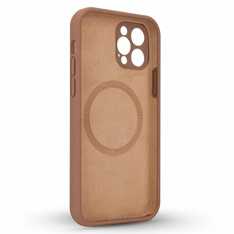 SIMPLY ROAR For iPhone 15 Pro Max Liquid Silicone Case Compatible with MagSafe Mobile Phone Cover - Brown
