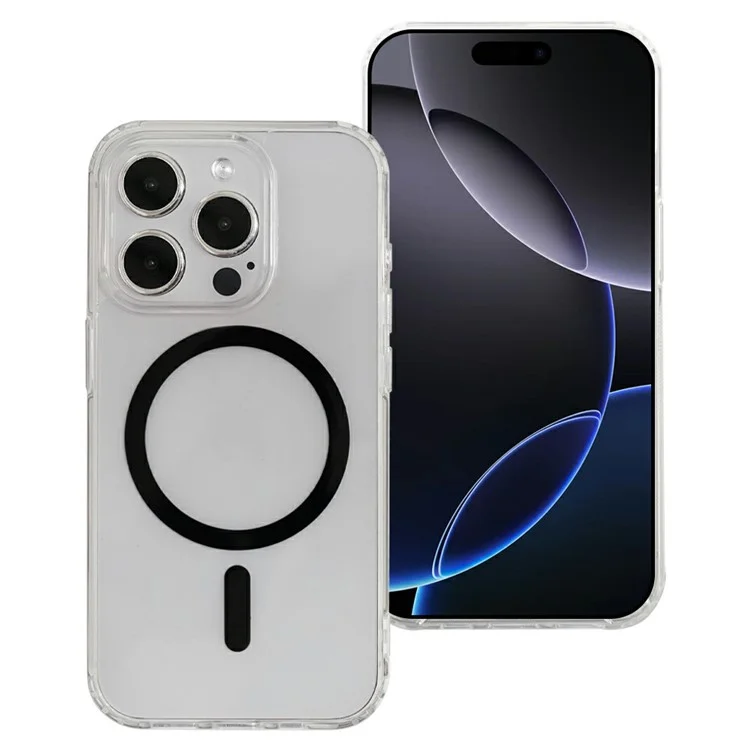 SIMPLY ROAR Für iPhone 14 Pro Transparente PC + TPU Hülle kompatibel mit MagSafe Handyhülle - Schwarz