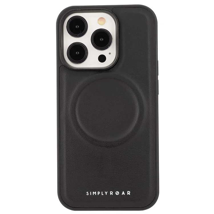 SIMPLY ROAR Funda para iPhone 15 Pro Max compatible con MagSafe, de cuero y TPU - Negro
