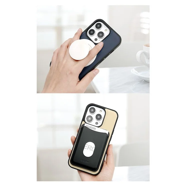 SIMPLY ROAR Funda para iPhone 15 Pro Max compatible con MagSafe, de cuero y TPU - Negro