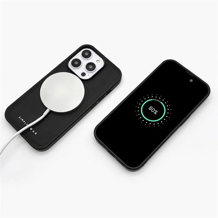 SIMPLY ROAR Hülle für iPhone 15 Pro kompatibel mit MagSafe Leder TPU Handyhülle - Schwarz