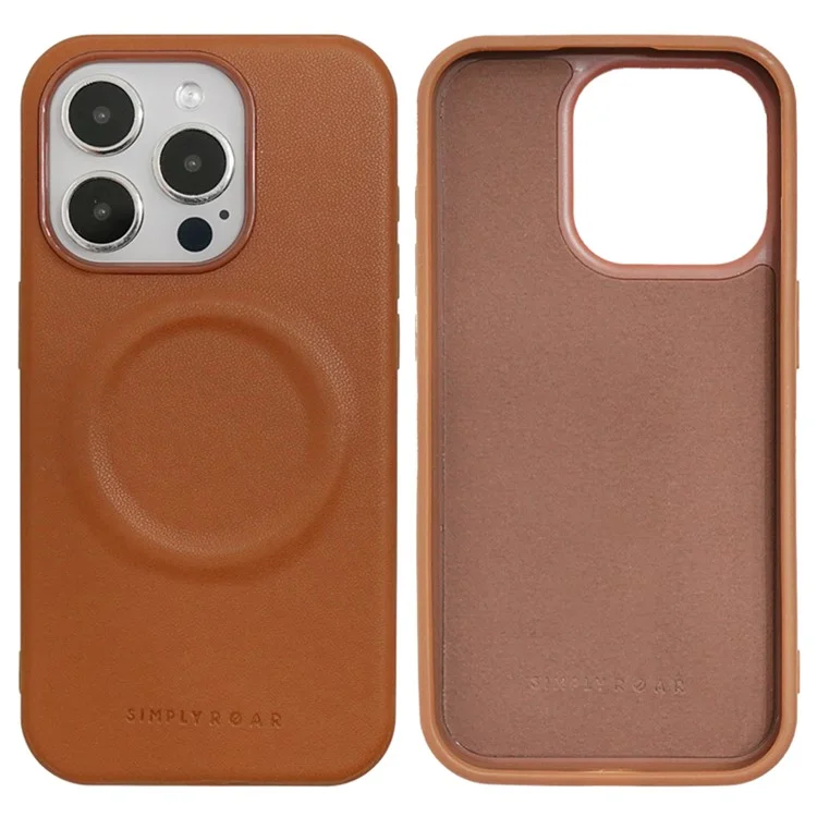 SIMPLY ROAR Capa para iPhone 13 Pro Compatível com MagSafe Cobertura de Celular em Couro PU - Marrom